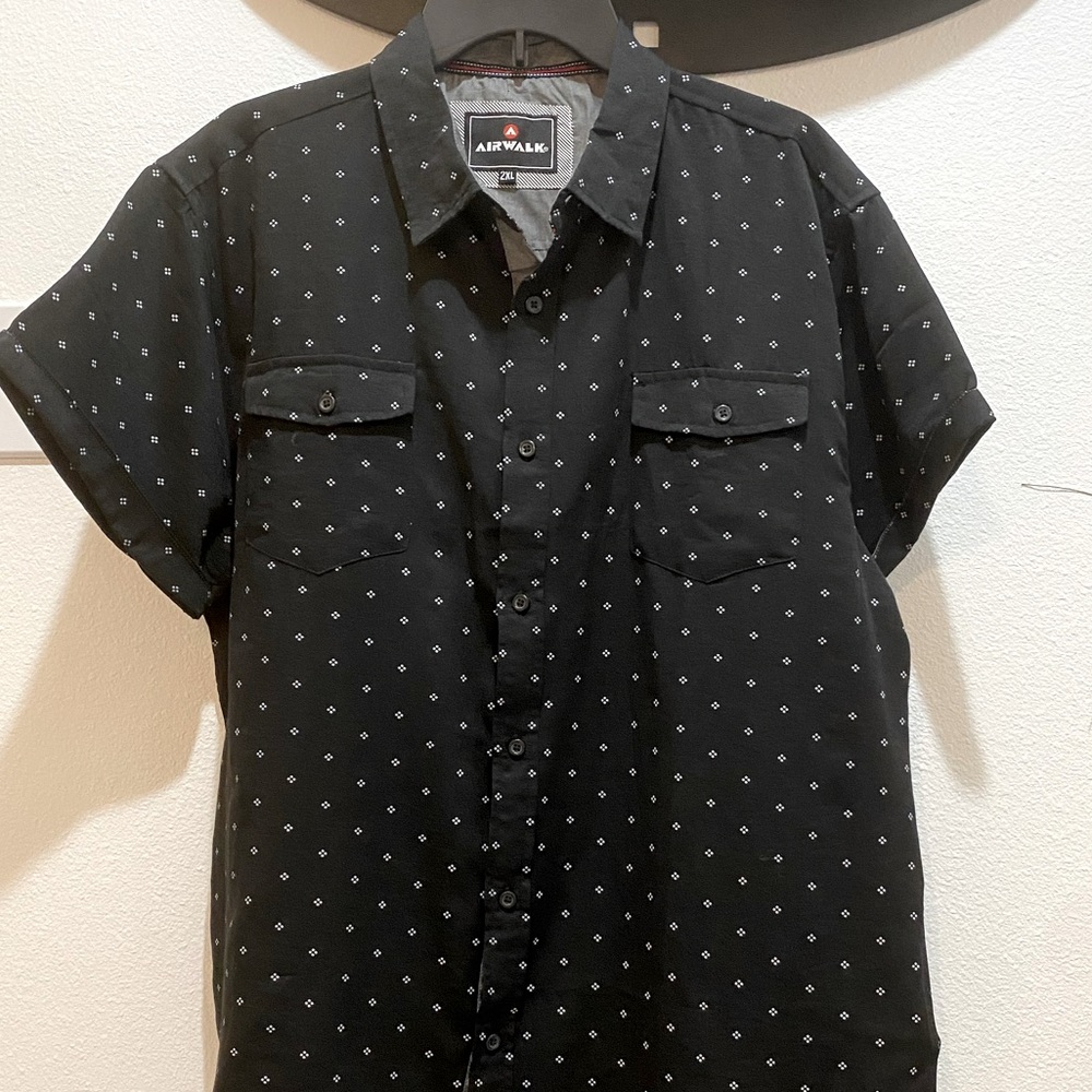 Airwalk Men’s Black Short Sleeve Casual Button Down Shirt - XXL